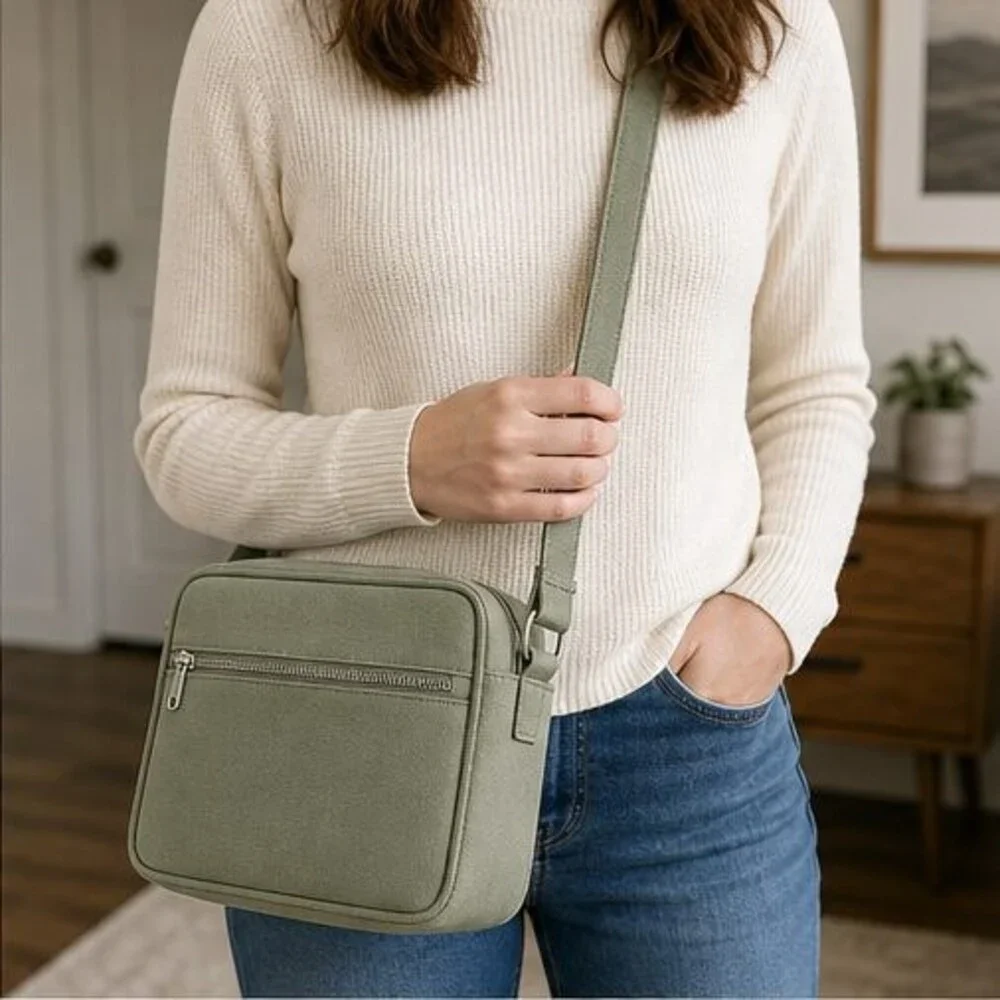 Sage Canvas Crossbody Bag